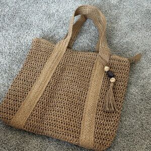 Woven Tan Tote Bag